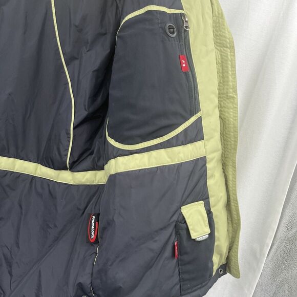 L.L Bean Womens Size L Ski Jacket Insulated Primaloft Hooded Coat Green Black - Picture 5 of 8